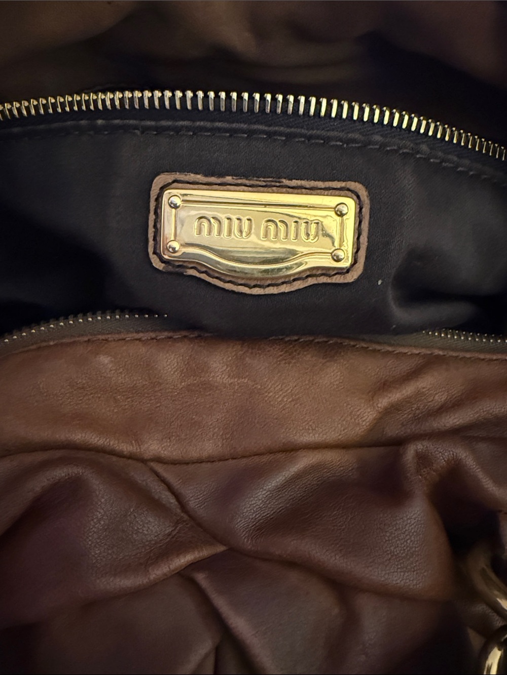 MIU MIU by PRADA Vintage Nappa 2Way Brown Leather Satchel Gold Hardware - Picture 2 of 12